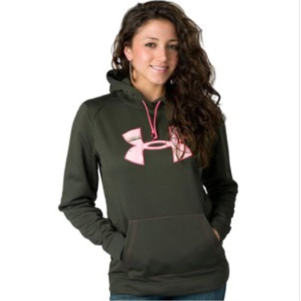 Under Armour semi fitted hoodie Chocolate Brown & Pink